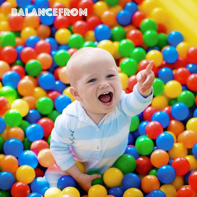 BalanceFrom Play Pit Balls Toy Set for Kids with Mesh Bag, Rainbow or Pastel Colors – Crush-Proof Plastic for Ball Pits, Playhouses, Bounce Houses, Pools, Tents, and Birthday Parties