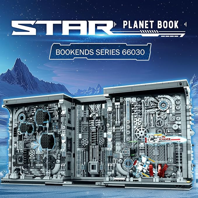 Bookend Building Set with Light, Star Planet Book Nook Building Kit 66030, Bookshelf Home Decor, 2879 PCS Booknook Model Toy Kit, Gift for Adults