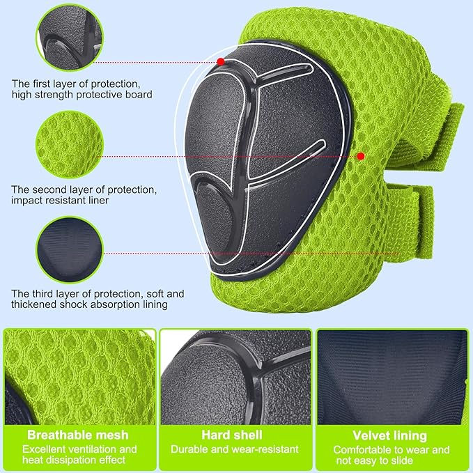 Kids/Youth Knee Pads and Elbow Pads Set with Wrist Guard 3 in 1 Kids Protective Gear Set for 3-14 Years for Skateboarding, Skiing, Cycling, BMX Biking, Running, Scooter