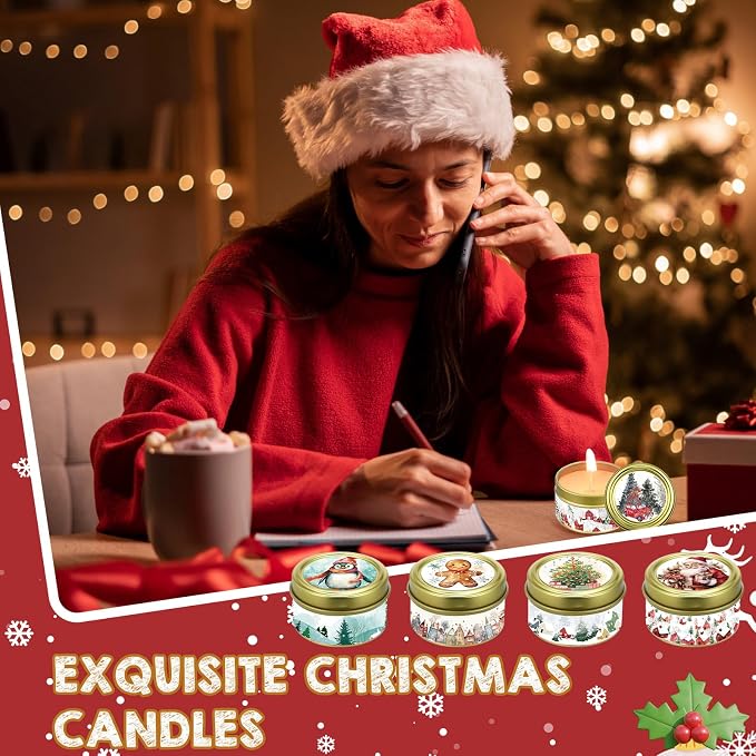 MTLEE 36 Sets Christmas Candles Bulk Holiday Small Scented Candles Party Favors with Organza Bag and Cards Bulk Candle Gifts for Home Supplies Holiday Travel(Romantic)