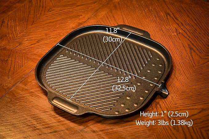 UPIT Wide Korean BBQ Grill Pan, Widen Nonstick Coating with Improved Grease Draining Spout