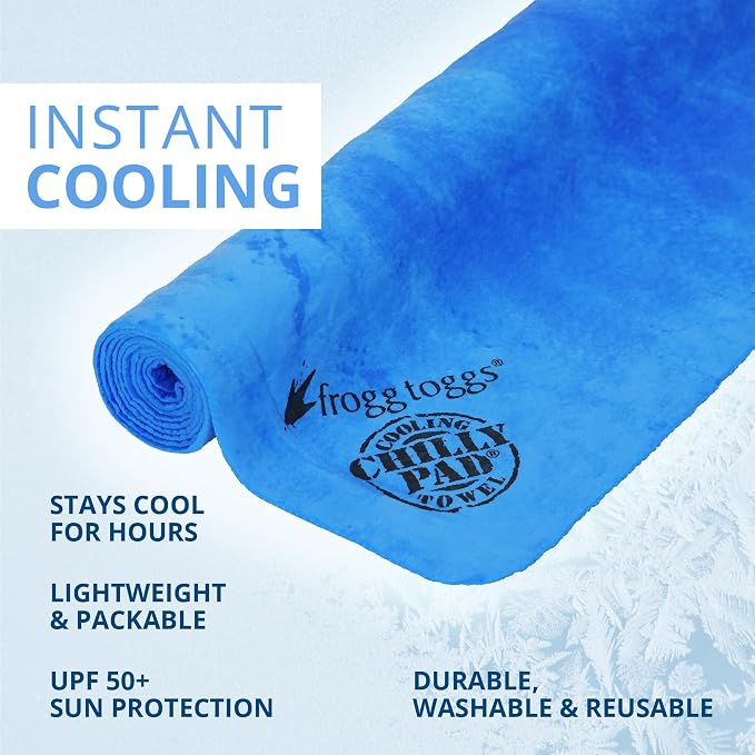 FROGG TOGGS Chilly Pad, Instant Cooling Towel, Long Lasting, Reusable, Sports and Outdoors Neck Towel 33x13
