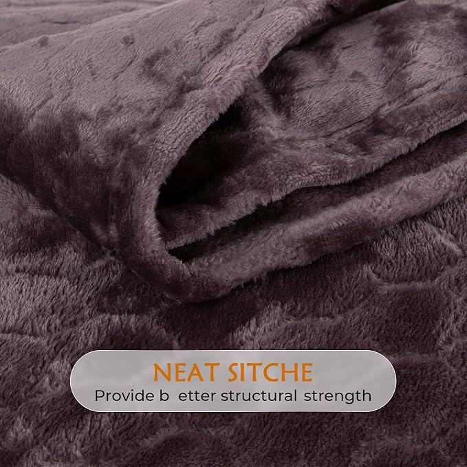 Fleece Blanket Super Soft Cozy Throw Blanket 50" x 60", Lightweight Fuzzy Comfy Textured Flannel Blanket Warm Plush Throw Blankets for Couch, Sofa, Bed, Purple