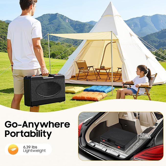 PERFERATE Portable Butane Grill - 7500 BTU Korean BBQ Grill Stove - Tabletop BBQ Camping Grills with Barbecue Kit & Carrying Case for Outdoor Camping, Party, Picnic Cooking
