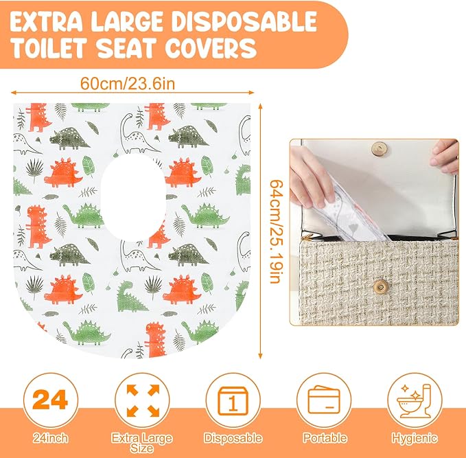 Disposable Toilet Seat Covers 20 Pack - Extra Large Waterproof Potty Covers for Public Restroom & Potty Training, Travel Must Haves & Airplane Essentials, Non-Slip
