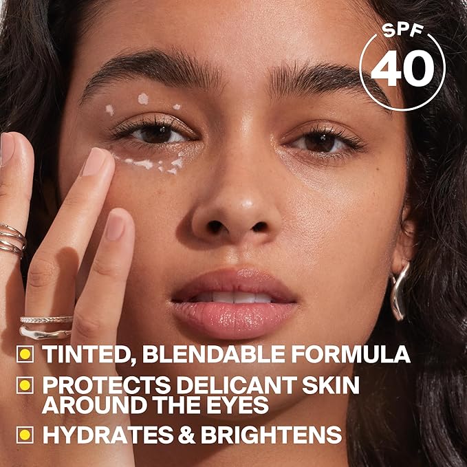 Supergoop! Bright-Eyed Mineral Eye Cream, 0.5 fl oz - SPF 40 PA+++ Hydrating & Illuminating Mineral Sunscreen - Under Eye Cream for Dark Circles & Puffiness - Revives Tired Eyes