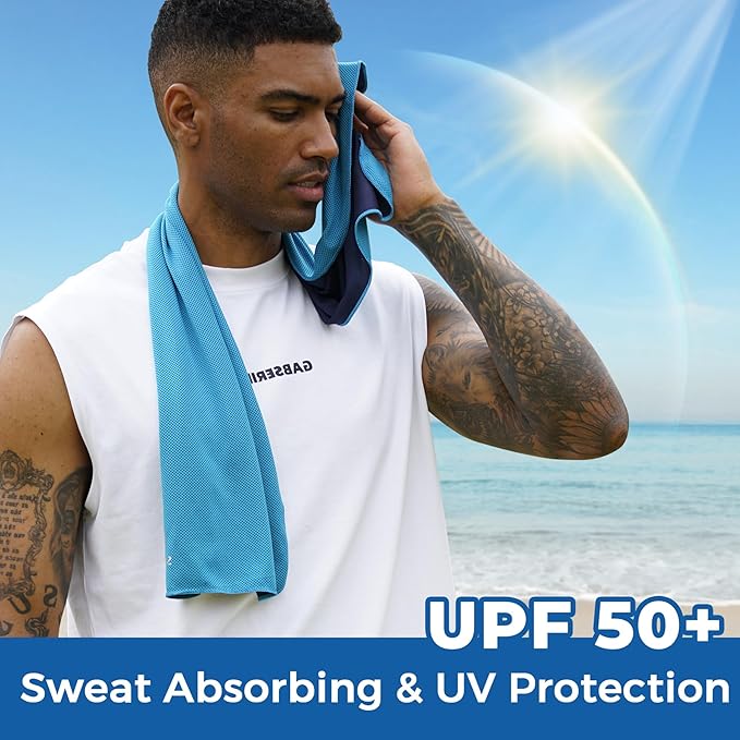 Sukeen 10 Pack Cooling Towels (40"x12"), Neck and Face, Microfiber Cool Towel, Soft Breathable Chilly Towel for Yoga, Golf, Gym, Camping, Running, Workout & More Activities