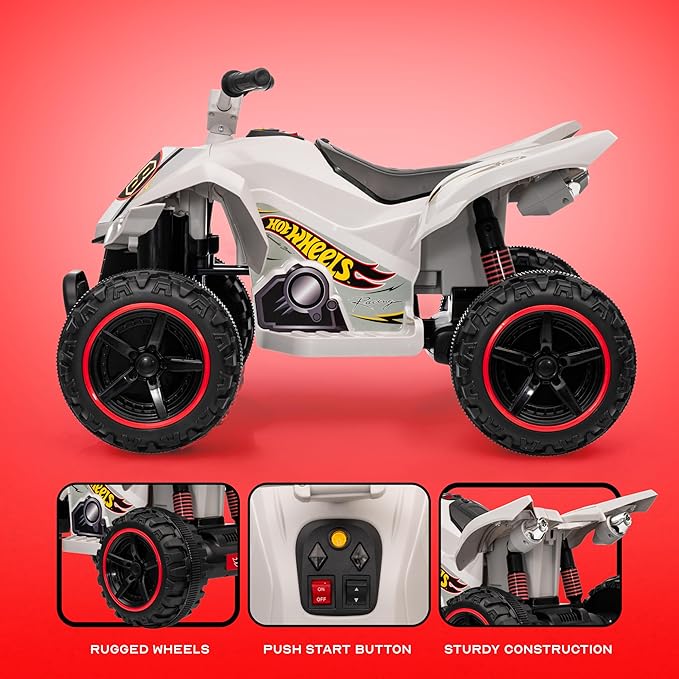 Voyager - Hot Wheels - 12V ATV Ride On Toy, Fun and Exciting Ride for Kids, Stylish Design for Imaginative Play