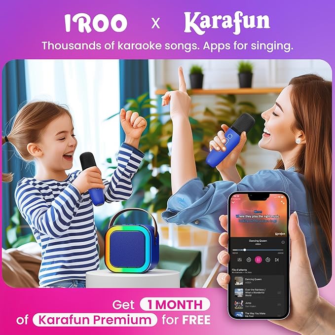 Karaoke Machine for Kids, 2026 TOP Toys Birthday Gifts Ideas for Girls Ages 4, 5, 6, 7, 8, 9, 10, 12+ Years Old, Portable Mini MP3 Player with 2 Wireless Mics for Party