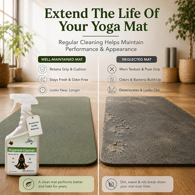 Black Diamond Stoneworks Yoga Mat Spray Cleaner: USDA Certified BIOBASED- Essential Oils, Safe for All Type of Materials, Exercise, Pilates, or Workout Mats. (1 quart)