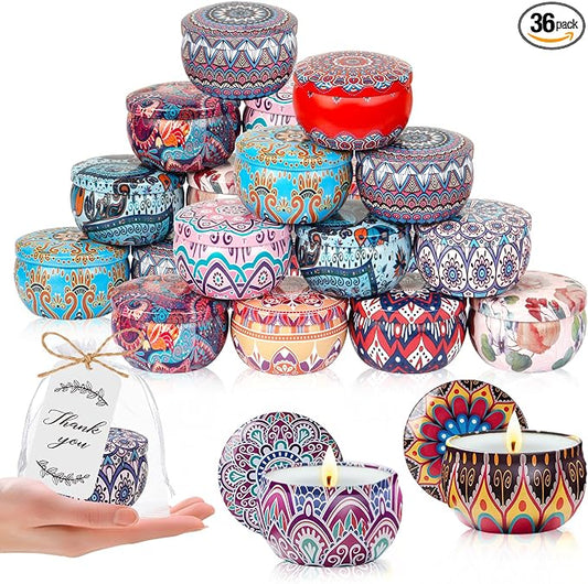 36 Pack Scented Candles Gift Set, Bridal Baby Shower Favors for Guests Housewarming Birthday Party Favors for Adults, Bulk Thank You Gifts for Employees