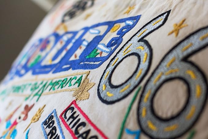 Catstudio Route 66 Embroidered Decorative Throw Pillow