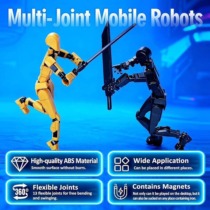 2Pcs Assembly Completed Action Figure, Model 13 Multi-Jointed Movable, 3D Printed Toys, Robo 13 Figure for Collector Desktop Decorations, Christmas Stocking Stuffers Birthday Gift for Teens Boys Girls