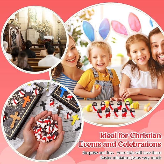 Bememo 300 Pcs Little Jesus Figures Bulk Original Design Mini Pocket Jesus Toys Rubber Figurine to Hide and Seek Religious Party Favors Sunday School Craft Baptism Gifts(Red)