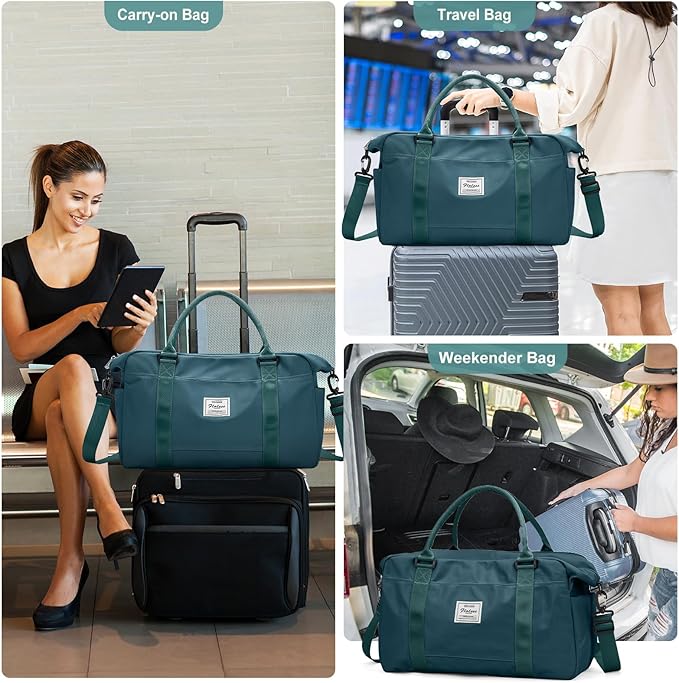 Travel Duffel Bag, Carry On Overnight Weekender Bags for Women | Travel Bag with Wet Pocket & Trolley Sleeve, For Spirit Airlines 18x14x8 Personal Item Bag