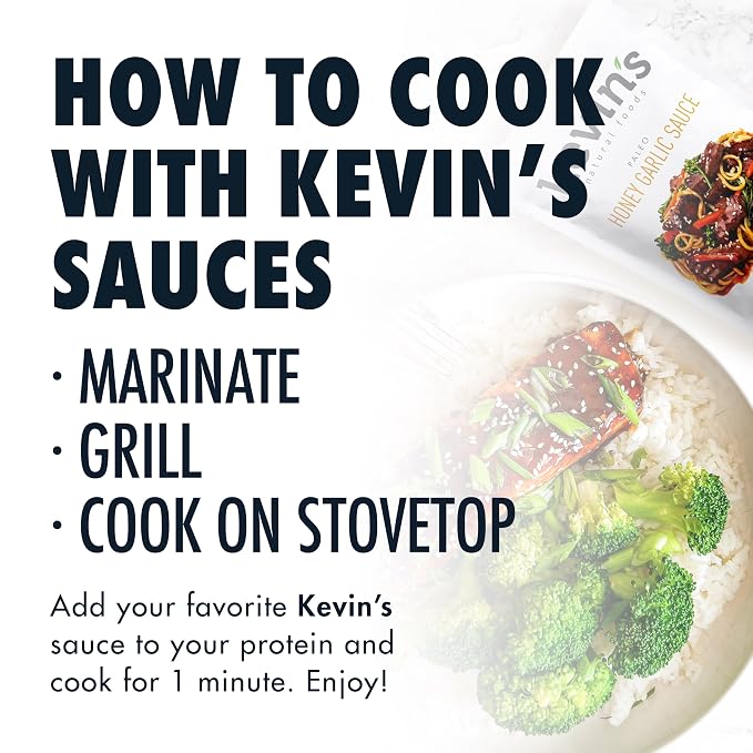 Kevin's Natural Foods Simmer Sauce, Orange/Kung Pao/Honey Garlic | Paleo Variety Pack, Stir-Fry Sauce, Gluten Free, No Preservatives, Non-GMO