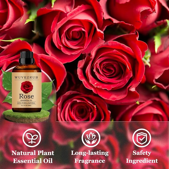 Rose Essential Oils 120ML, Pure Rose Essential Oil for Aromatherapy Diffuser - 4 Fl Oz
