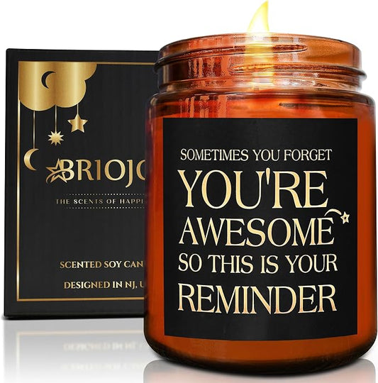 Inspirational Candles for Women Men - Unique Birthday, Appreciation, Relaxation - Gift for Her Him Sister Son Daughter Best Friend Coworker - Mahogany Teakwood Scented Soy Candle for Home