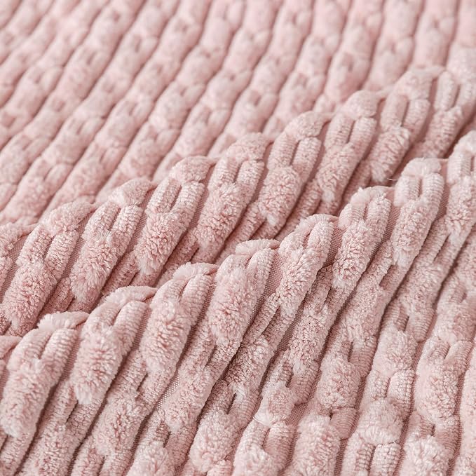 Set of 4 Light Pink Decorative Throw Pillow Covers 22x22 Inch Corduroy Pillow Covers for Bed Couch Sofa Living Room Soft Square Cushion Cases