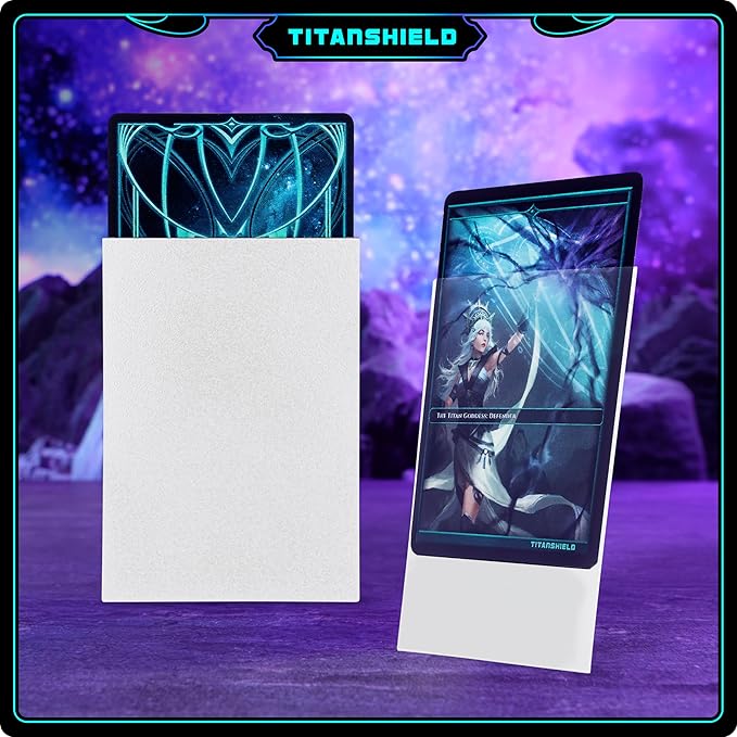 TitanShield Premium Card Sleeves | Compatible with Pokemon, One Piece, Lorcana, Flesh & Blood, & Magic The Gathering MTG | (150 Sleeves - Standard) (1, White, Standard | 66x91mm)