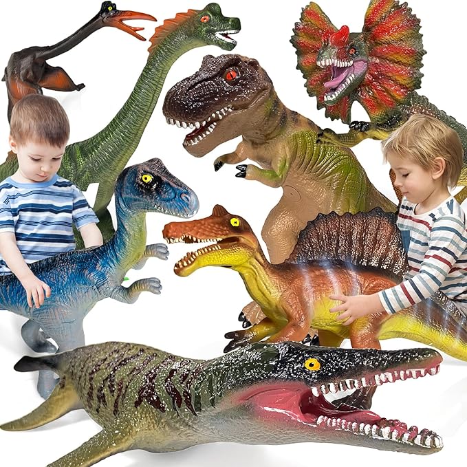 Dinosaur Toys for Kids 3-5 – 7 PCS Realistic Large Dinosaur Figures Soft Jumbo Dino Toy for Boys & Girls 5-7 Years Old – Toddler Boy, Animal Dino Toys