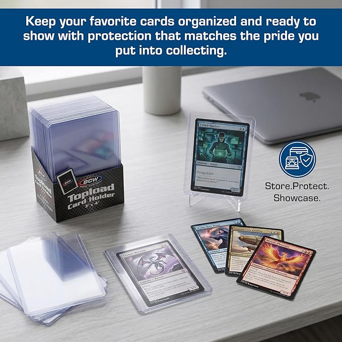 BCW 3x4 Topload Card Holder - Standard - 100ct | Rigid PVC Trading Card Protection for Baseball Cards, Football Cards, and Trading Cards Like Pokémon and MTG | Holds Cards Up to 20pts