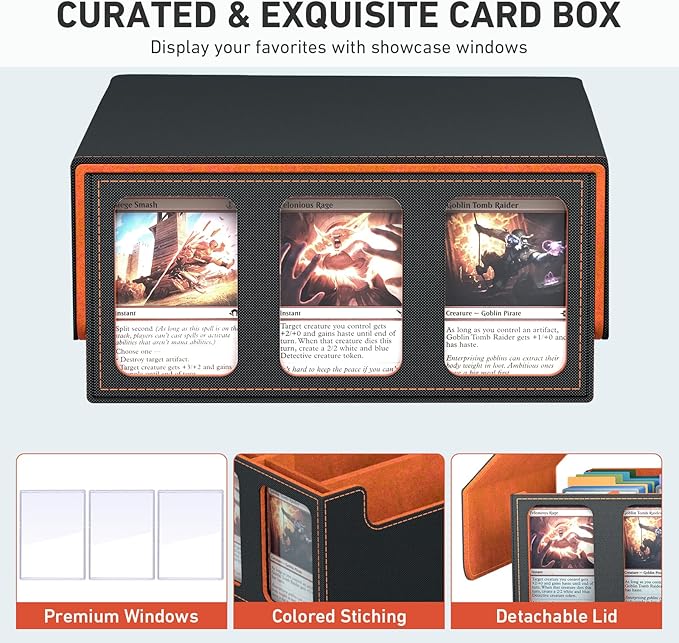 3-Row Trading Card Storage Box, Bulk Cards Case for 2400+ Mtg tcg Magic Playing Game Card Organizer, Commander Deck Box with 3 Supports & 24 Dividers