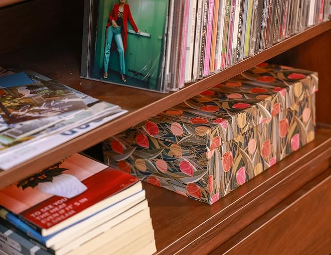 3-Piece Decorative Storage Boxes with Lids, Tulip Design, Vintage Floral, Cardboard Paperboard Keepsake box Set, Photo Storage Box for Memory, Home Decor, Modern Decoration Organizer