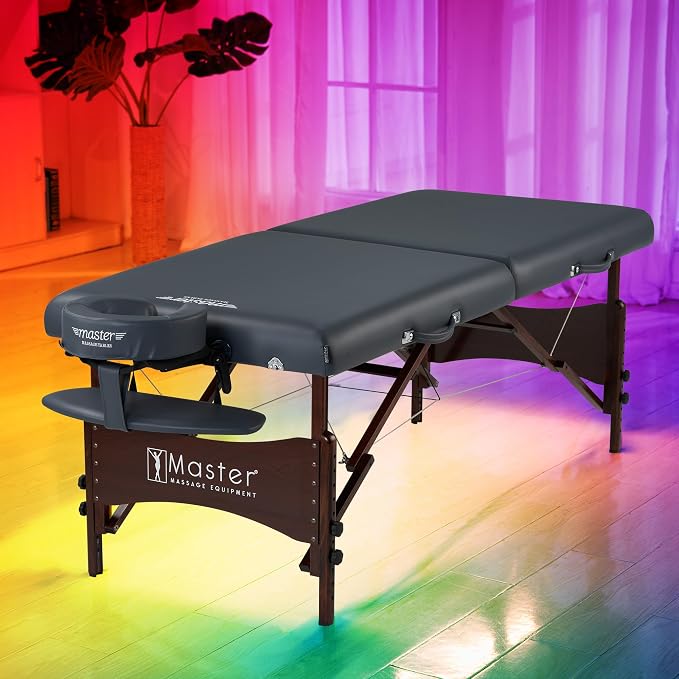 30" Royal Blue Portable Massage Table Master Massage Package with Aurora Multicolor Atmosphere Ambient Lighting System