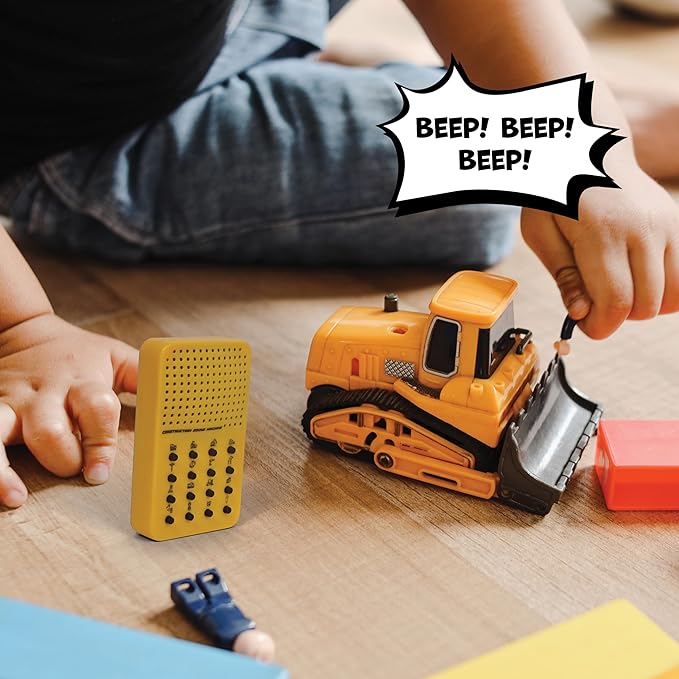 Construction Noisemaker with 16 Sounds, Whistles, Horns, and Engine Noises, Portable Electronic Sound Maker Construction Themed Sound Board For Kids With 16 Effects, Birthday Noise Maker Toy Gift
