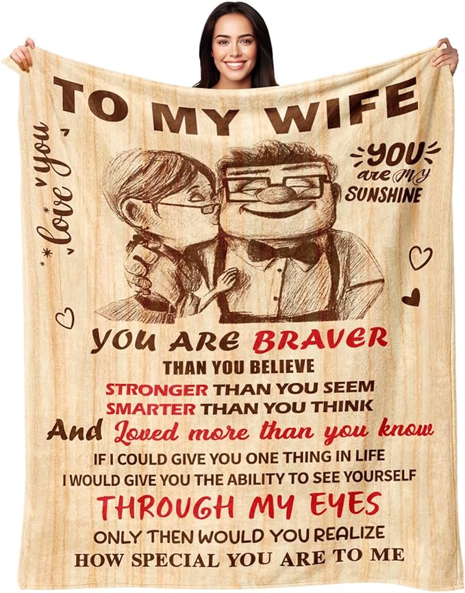 Anniversary Romantic Gifts for Women, To My Wife Blanket from Husband | Birthday Gifts for Wife - I Love You Gift for Her - Christmas Valentines Mothers Day Gift Ideas - Wife Blanket 60"x80"
