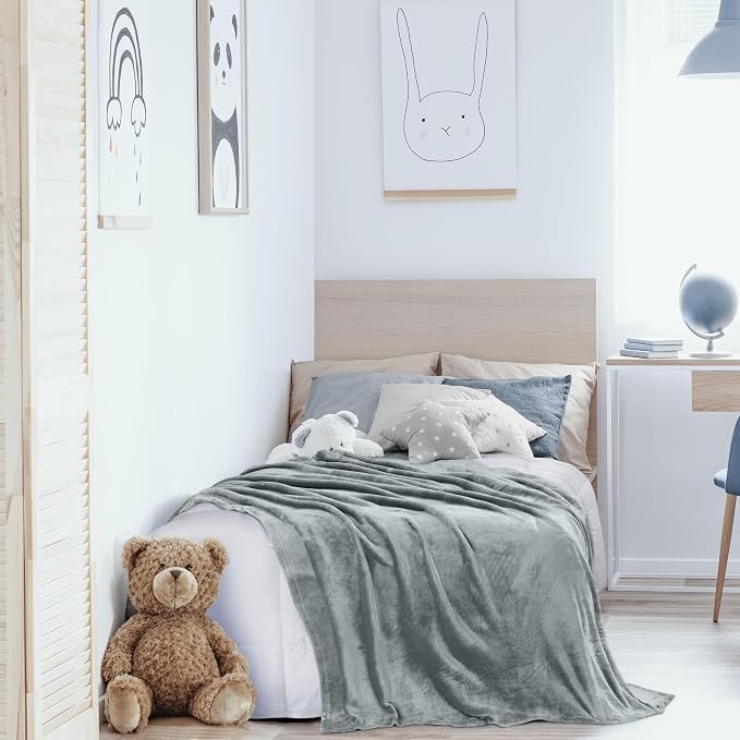 Utopia Bedding Soft Fleece Bed Blanket Twin Size Ash Grey (60x80 Inch) | Microfiber Plush Warm Lightweight Breathable Cozy Blanket Anti-Static, All Season Use, Gift for Women and Men