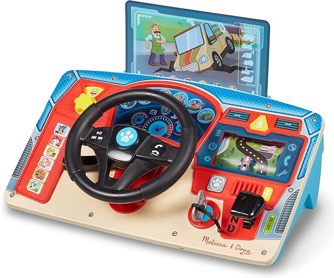 Melissa & Doug PAW Patrol Rescue Mission Wooden Dashboard Kids Activity Board, Toddler Sensory Toys, Pretend Play Driving Toy, PAW Patrol Toys for Kids Ages 3+