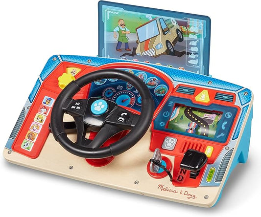 Melissa & Doug PAW Patrol Rescue Mission Wooden Dashboard Kids Activity Board, Toddler Sensory Toys, Pretend Play Driving Toy, PAW Patrol Toys for Kids Ages 3+