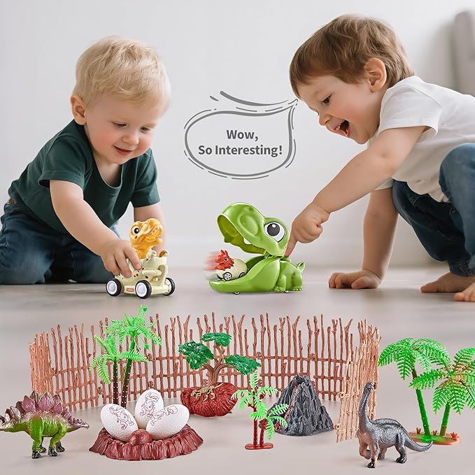 Dinosaur Toys for Kids Boys 3-5, 50 PCS Dinosaurs Toys Include ejection Dino, Press To Go Car and Realistic Dino, Dinosaur Toys Gifts For 3 4 5 Year Old Boys, Ideas 3 4 5 Year Old Birthday Gifts Boy