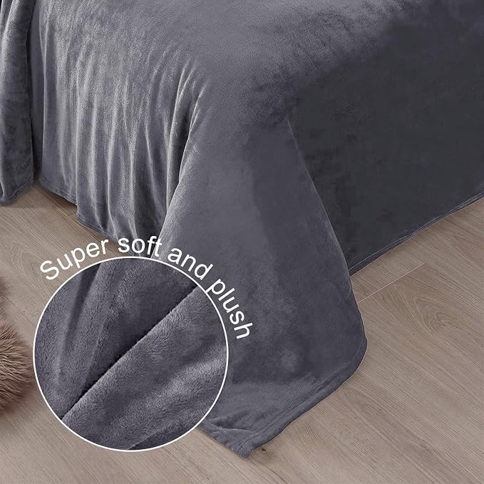 Exclusivo Mezcla Soft Fleece Blanket Twin Size for Bed, Dark Grey | 60x80 Inches, Double-Sided Brushed Flannel, Lightweight Plush Cozy Blanket for Home Decor, All Season, Machine Washable