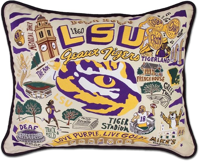 Catstudio Louisiana State University (LSU) Collegiate Embroidered Decorative Throw Pillow