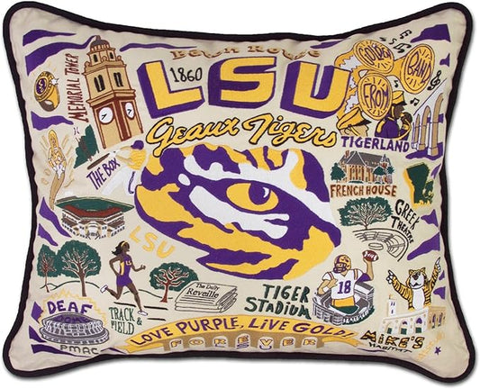 Catstudio Louisiana State University (LSU) Collegiate Embroidered Decorative Throw Pillow