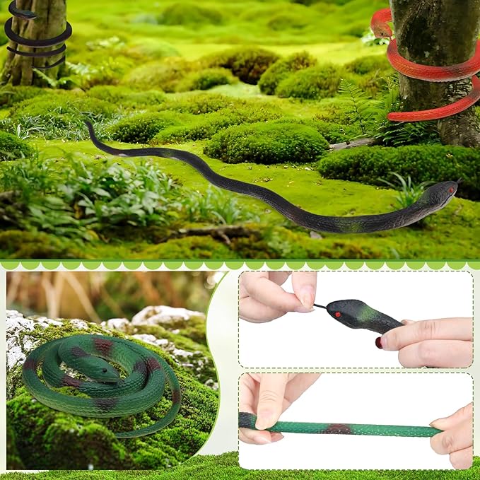 5 Pieces Rubber Snakes 120cm Fake Snake 75cm Plastic Snakes Realistic Snakes Multicolor Fake Snake for Garden Props to Keep Birds Away, Pranks