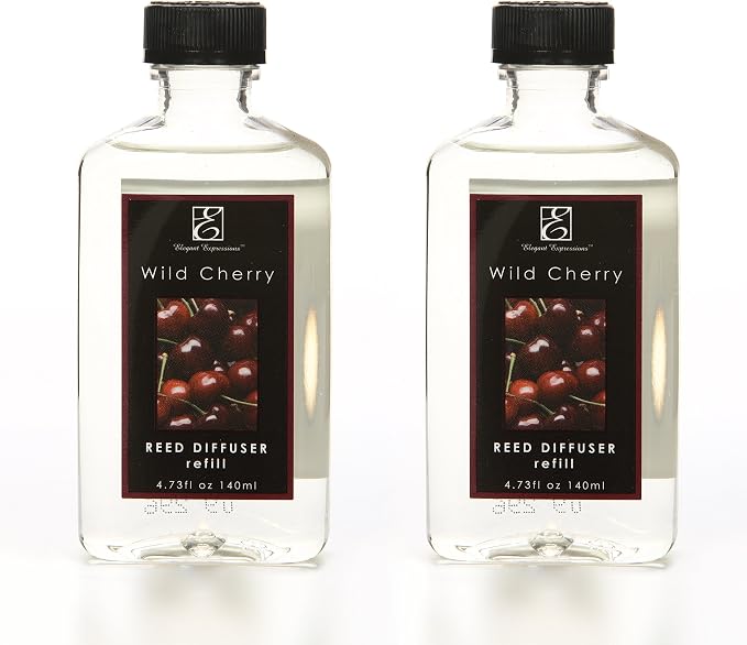 Hosley Wild Cherry Scent Reed Diffuser Refill Oil, Set of 2 (140 ml Each), Long-Lasting Home Fragrance Refill for Aromatherapy, Living Room, Bathroom & Office
