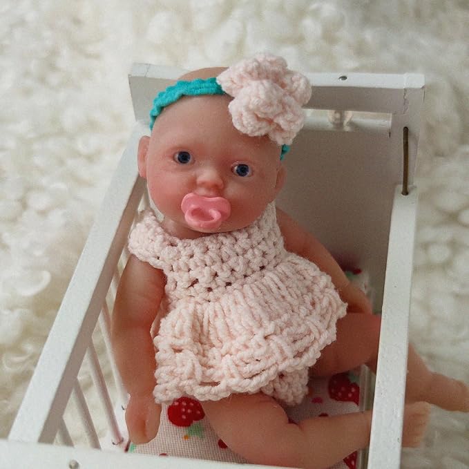 Mire & Mire 4.5" Micro Preemie Full Body Silicone 13cm Baby Girl Doll Lifelike Mini Reborn Doll Surprice Children Anti-Stress (A)