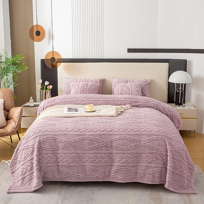 YUSOKI Sherpa Fleece Twin XL Size Blanket, Rose Pink, 65"x90" | 3D Stylish Design,320GSM, Non-Shedding, Lightweight for All Season Use, stays fluffy after repeated washes, Perfect Gifts