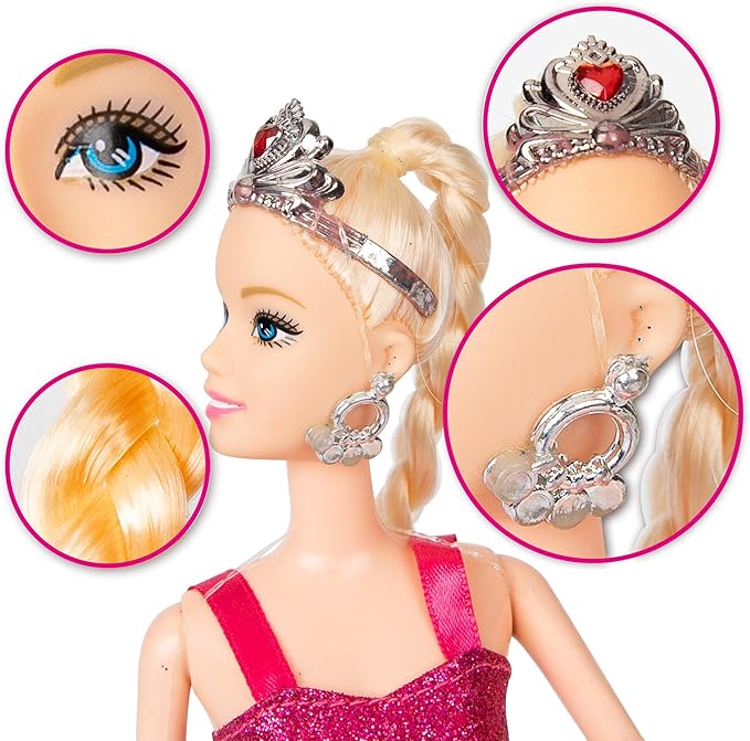 Mermaid Princess Doll with Little Mermaid and Pink Dolphin Playset, Blonde Hair Mermaid Toys with Accessories, Gift for 3 to 7 Year Old Girls