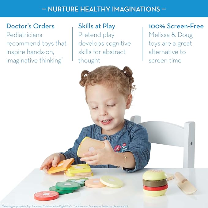 Melissa & Doug Wooden Sandwich-Making Pretend Play Food Set Food Toys for Kids Play Kitchen for Ages 3+