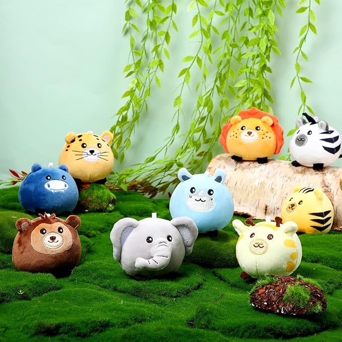 Skylety 9 Pcs Mini Plush Animals Toys Bulk 3.15 Inch Cute Soft Small Stuffed Animal Plush Keychain for Kids Goodie Bag Fillers Birthday Classroom School Prizes Festival Party Favors(Forest Animals)