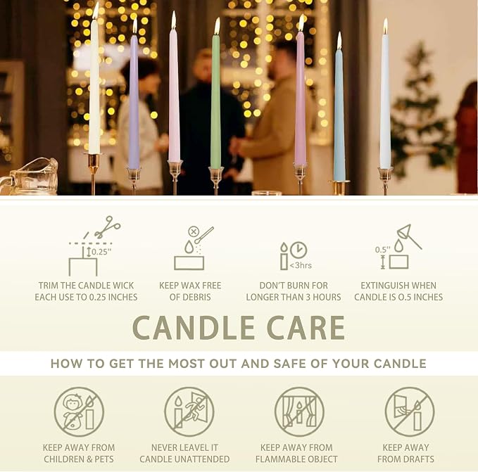 Ivory Taper Candles 4 Pack Vanilla Cream Scented Candles 10 inch Long Candlesticks for Wedding Festiva Dinner Holiday Decor
