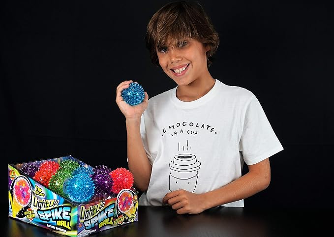 JA-RU Light Up Spiky Balls for Kids (24 Pack) – Light Up Bouncy Balls, Spiky Fidget Toys for Stress Relief, Sensory Bin Filler, Bulk Party Favors, & Classroom Prizes. 695-24p