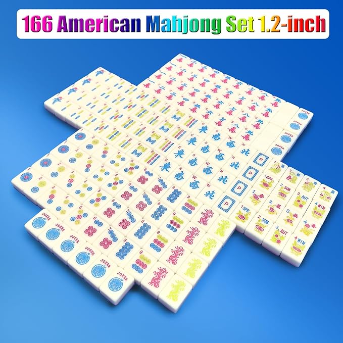 American Mini Mahjong Set 166 Mahjong Tiles 1.2-inch American Mahjong Game Pink Set Thickened Mah-Jongg Tiles Bag Mahjong Tile Set