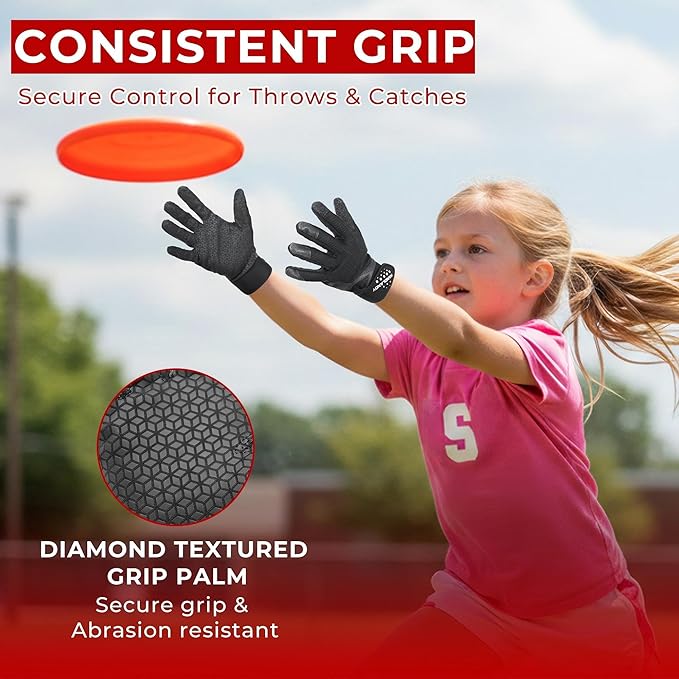 HANDLANDY Ultimate Frisbee Gloves – Flying Disc Gloves for Adults and Youth with Consistent Grip, Lightweight Breathable Fit, Perfect for Throws, Catches, and Disc Sports