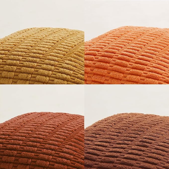 Fancy Homi 4 Packs Decorative Throw Pillow Covers for Living Room Couch Bed, Modern Farmhouse Boho Home Décor Accent Cushion Case, 24" x 24", Burnt Orange Series